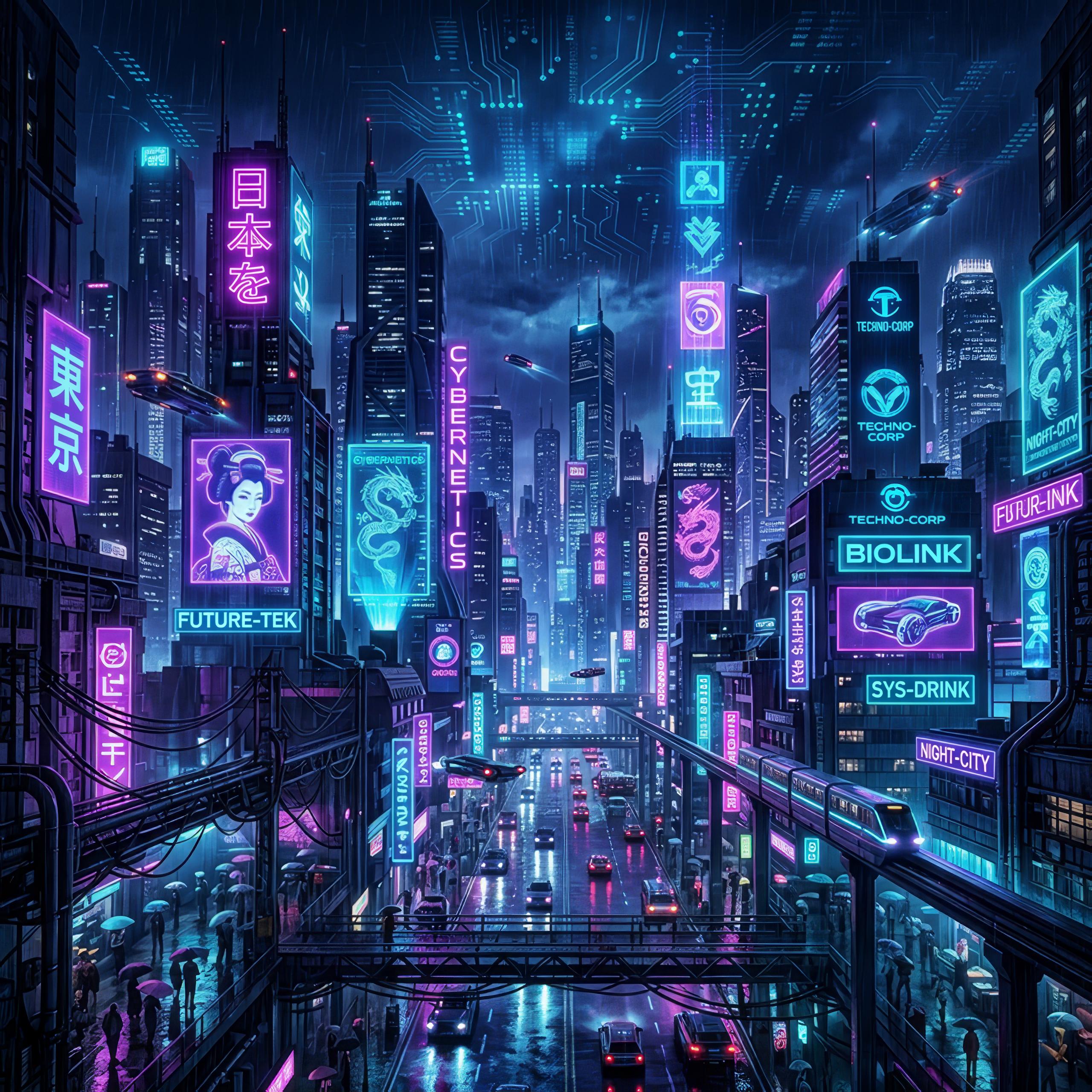 Cyberpunk cityscape representing digital presence